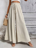 Spring And Summer New Loose Casual Women's Clothing Tight High Waist Tie With Broad Legs