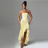 Zingj Women's Wear Elegant Strapless Slit Fashion Slim Backpack Hip Dress
