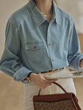Vintage Cowboy Shirt Woman 2025 Spring New Temperament Slender Relaxed Casual Overlapping Long Sleeve