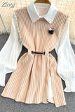 lantern shirt 2 two piece set women knitted vest 2023 spring autumn womens Long sleeve Shirts sets Sleeveless Sweater