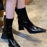 Design 2025 Autumn And Winter New Small Square Head Thick Heel High Heel Boots Martin Boots High Heels High Heels Fashion