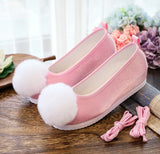 Zingj Shoes, Hanfu Shoes Ancient Style Ancient Costume Flat National Style Pure Color Lovely Girl Bright Cloth