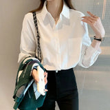Temperament White Shirt Female New Design Sense Niche Shirt Casual Bottom Shirt With Long Sleeves Folded