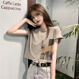 Zingj Celebrity Short-Sleeved T-Shirt Female Jacket Short Style Student Korean Version Loose 2024 Summer New Heart Machine Crop Ins