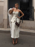 Selling Small Fragrant Style Chest Suit Dress With Open Half-Body Long Dress Temperament White Elegant Famous