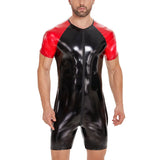 Zingj Men's PVC Bright Leather Onesie Sexy Slim Leather Clothing No Odor Size