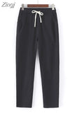 Cotton Linen Pants for Women Trousers Loose Casual Solid Color Women Harem Pants Capri Women's