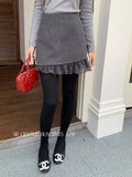 Xixi 2025 Autumn And Winter White Standard Temperament Pure Color Yarn Wool Half-Body Skirt A Word Short Skirt Woman