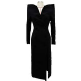 Fashion Personality Design Collar And Long Wind Coat Dress For Autumn And Winter
