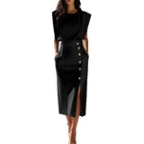 Elegant Workplace Party Button Dress New