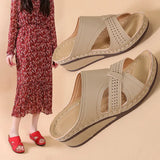 Summer Slope And Low-Top Round Head Sewing Solid Color Hollow Casual Cross-Size Cold