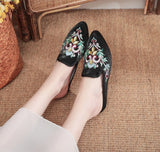 Zingj Wind In Summer Wearing Embroidered Hand-Sewn Drill Cloth Slippers Women's Sandals Bright Silk Cloth With