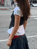 Buttoned Denim Y2K Corset Top-Outfit