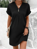 Women's 2025 New V Solid Color Coat Coat Comfortable Casual Button