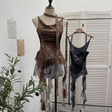 Niche Hot Girls Unristered Ribbon Vest Repair Hanging Neck Short Sling