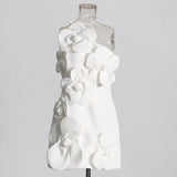 French Splicing Three-Dimensional Flower Bra Short Dress 2025 Summer New Elegant Wind To Show Thin Short Dress