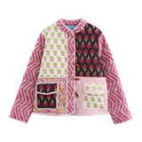 Women's Autumn And Winter New Multi-Color Street Fashion Printing Spliced Cotton