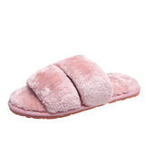 Size Wool Slippers Female Fashion Wear Elastic With Parallel Bars Open Toe Flat Bottom Warm Cotton Shoes Indoor Cotton