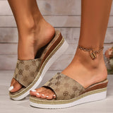 Zingj Summer New Ladies Slope With Thick Bottom Fish Mouth Slippers Large Size High Heel Cool Slippers
