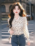Light Luxury High-End Feel Blouse This Year's Popular White Chiffon Bow Shirt Women's Spring 2025