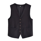 Autumn Style New Style Tooling Style Solid Color Slim Vest Shorts Leisure