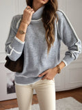 And Winter Knitted Shirt Women's Jacket Long-Sleeved High-Necked Top Solid Color Loose Casual Jump