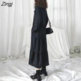 Women Solid Simple Korean Style Loose Trendy Casual Students Preppy Streetwear Ladies Chic Ins Vestidos Mujer