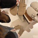 New Thick-Bottomed Korean Version Of The Boken Shoes Women Half-Dragging Girl Spring Retro Pedaled Slippers