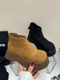 Kraft Big Head Pine Cake Thick Bottom Martin Boots After The Zipper Smoke Barrel Small Man Height Small Short Boots