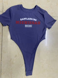 Zingj Spring New Women's Wear Color Print Letter Round Collar Sexy Slim Onesie