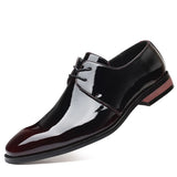Zingj Men's Plus Size Bright Single Shoes Fashion Trend Business Leather Shoes Color Lace Men's