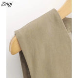 Women Fashion V Neck Sleeveless Single Breasted Linen Vest Jacket Office Ladies Casual Slim WaistCoat Tops