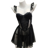 Mesh Strap Pure Windy Pajamas Female Summer Sexy Sling Aja Skirt With Chest Cushion 2025 New Home