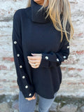 Women's Sweater In Autumn/Winter 2025 Casual High-Neck Button Sweater Knitted