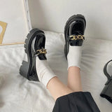 Zingj Thick Bottom High Heel College Wind Mary Jane Jk Small Leather Shoes Female 2023 New Korean Version Of The Chain British Wind Single