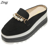 ladies flip comfortable rubber platform shoes ladies casual round toe flat loafers flat autumn suede women's