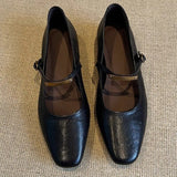 And Autumn 2025 New French Head Mary Treasure Shoes Metal Buckle Solid Flat Leather Shoes Single Shoes Single