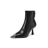 Pointed High Heel Boots Metal Head Gas Small Short Boots High Heels Short Boots Thighs Short Boots Tiring Boots Without Tired