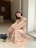 Xixi 13 Lines 2025 Autumn White Standard Temperament Lotus Leaf Side Sky Silk High Waist Long-Sleeved Dress Women