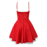 Red Satin Corset Style Tulle Strap Mini Dress- Outfit