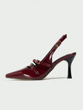 Arc De Triomphe Baotou Mary Jane Sandals Woman 25 New Pointed Cat And A Word Buckle Behind The