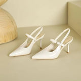Wine Red High-Heeled Sandals Women 2025 Summer New Bun Head Buckle Fine Temperament Single Shoe With