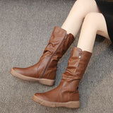 Boots Women's New Single Boots Children's Shoes Autumn And Winter Vintage Flat Bottom Grand Lady Rider