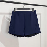Zingj Photo Suit Shorts Female 2024 Summer New High Waist Loose Blue Five Split Pants Straight Tube Hong Kong Flavor Casual