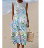And Summer 2025 New Sleeveless Casual Print Temperament Dress Dress Body Small Fresh Casual