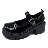 Red British Small Leather Shoes Women Thick-Soled Mary Treasure Shoes Buckle High Heel Single Shoes Lolita Students JK Uniform