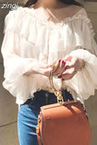 Sexy Shirts Women See Through Boho Mesh Blouse Summer Ruffle Flare Sleeve Elegant Peplum Tops Ruffles Ladies Blusas