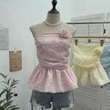 Bud Ponp-Upple Sling Vest With Three-Dimensional Flowers Shoulder-To-Heart Thai Top