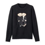 Patchwork Bear Knit Pullover Sweater-Outfit