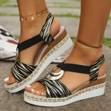 2025 New Slope Heel Sandals Women Metal Buckle Rope Slopes And Light-Bottomed Fish Mouth